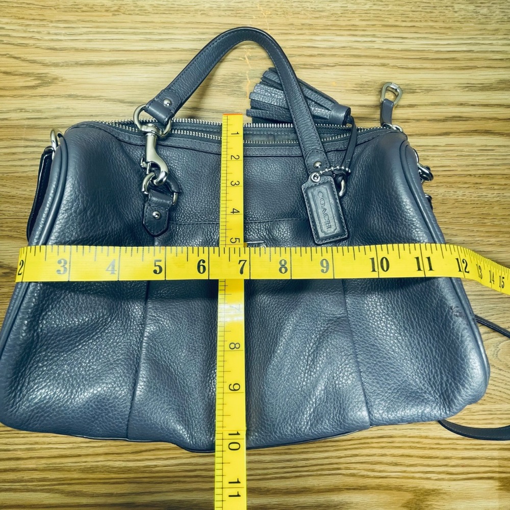 Coach Women Satchel Pebbled Leather Slate Blue Medium Crossbody Tassel 23121 - Picture 4 of 11